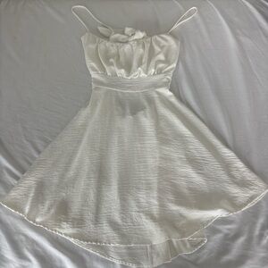 White Mini Dress Open Back